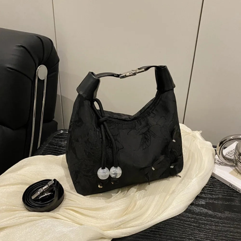 Retro Embroidered New Chinese Style Handbag | Canvas Butterfly Hanfu Shoulder Bag | Elegant Cheongsam Accessory | Vintage Zipper Tote for Weddings and Formal Events Luxegan