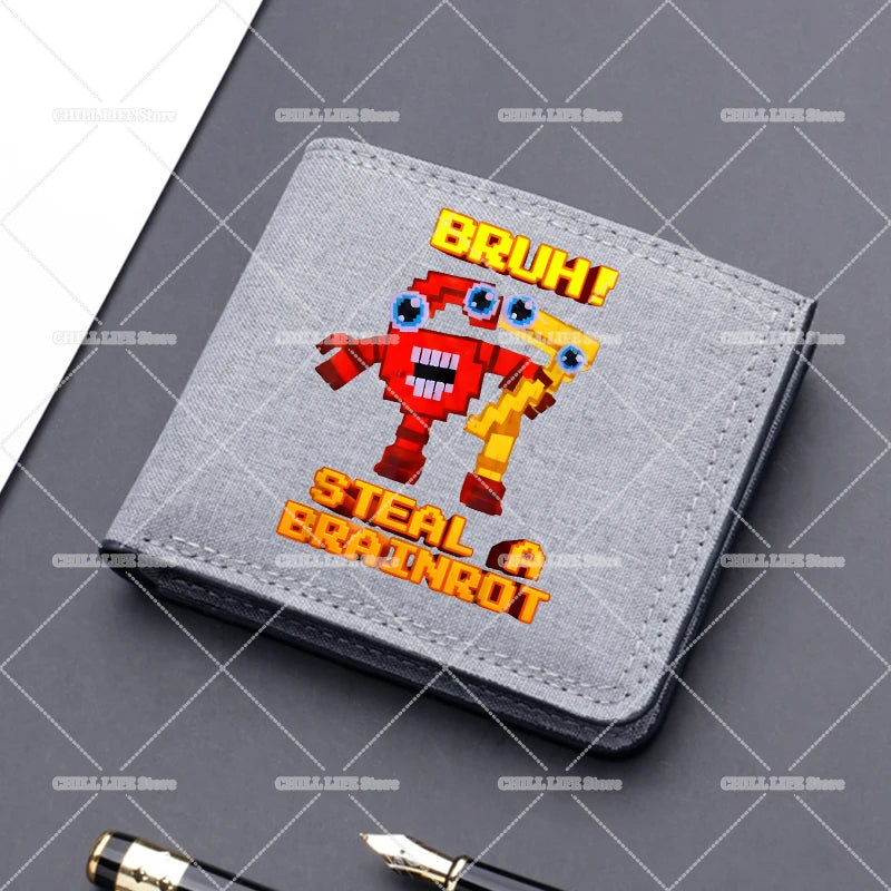 Anime "Six Seven" Brainrot Canvas Wallet | Sophisticated "Multi-Card Slot" Silhouette | High-End Boys Folding Billfold & Card Holder | "Dignified" High-Performance Short Coin Purse for Radiant Versatile Styling Luxegan
