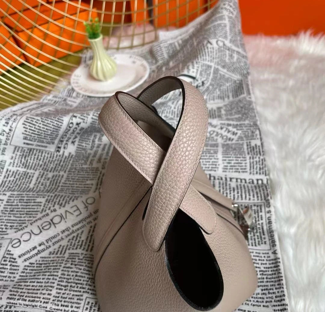 Genuine Leather Solid Casual Tote | Soft Hand-stitched Bucket Commuter Handbag Luxegan