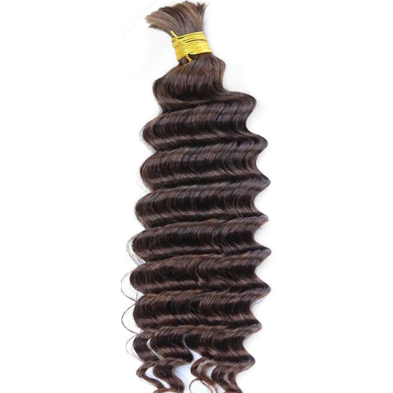 Highlight Deep Wave Bulk Human Hair for Braiding – Double Drawn Burmese Boho Braids No Weft 100% - view 3