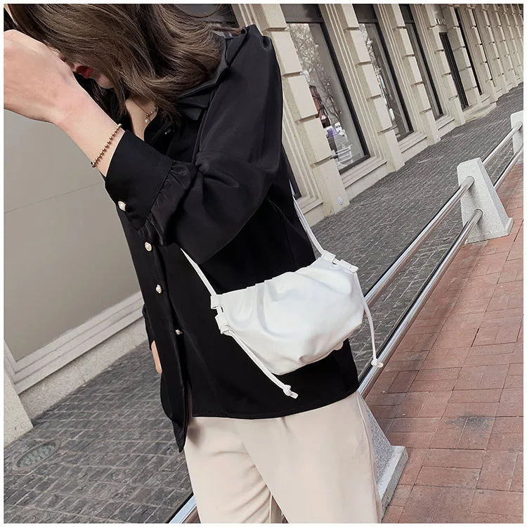 Fashion Women Shoulder Bag New Arrival Crossbody Bag Female | Solid Color Pleated Design Mini Zipper Cloud Bag for Girl (Сумка) Luxegan