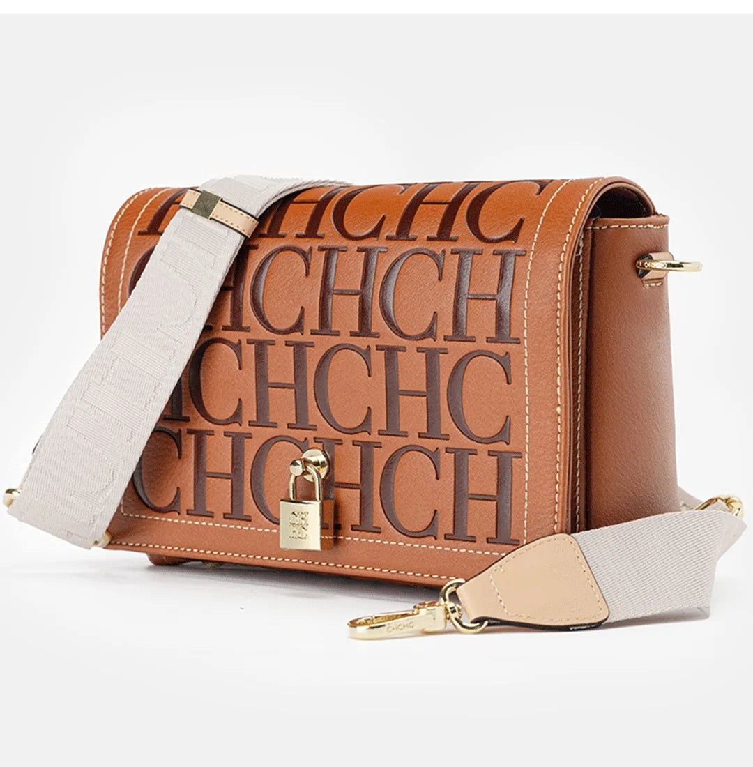 Elegant Letter Print Crossbody Bag | Niche Designer Satchel