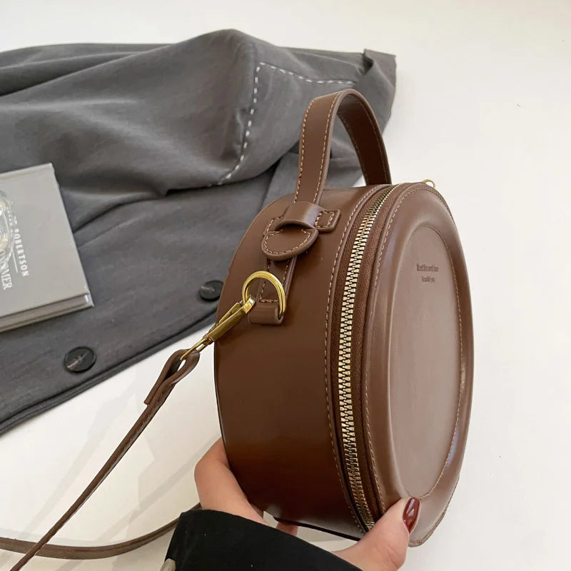 Round Crossbody Bags for Women | High Quality PU Leather Designer Shoulder Bag & Female Clutch Purse (Solid, Soft) Luxegan