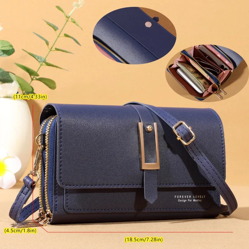 Small Crossbody Shoulder Bag for Women | Sophisticated England Style Cellphone Purse | Elegant PU Leather Card Holder Wallet | Fashion-Forward Box Handbag with Sequined Letter Applique Luxegan