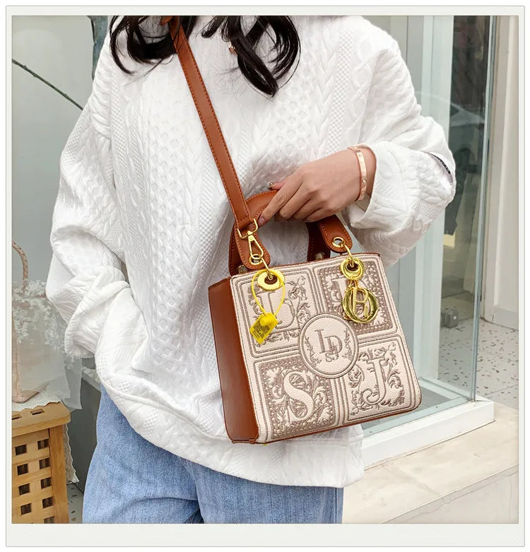 Elegant Top-Handle Satchel | Royal Embroidery Crossbody Bag Luxegan