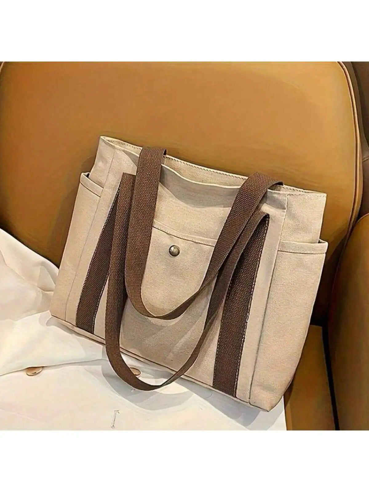 Polyester Solid Casual Tote | Large Capacity Multi-Pocket Crossbody Bag Luxegan