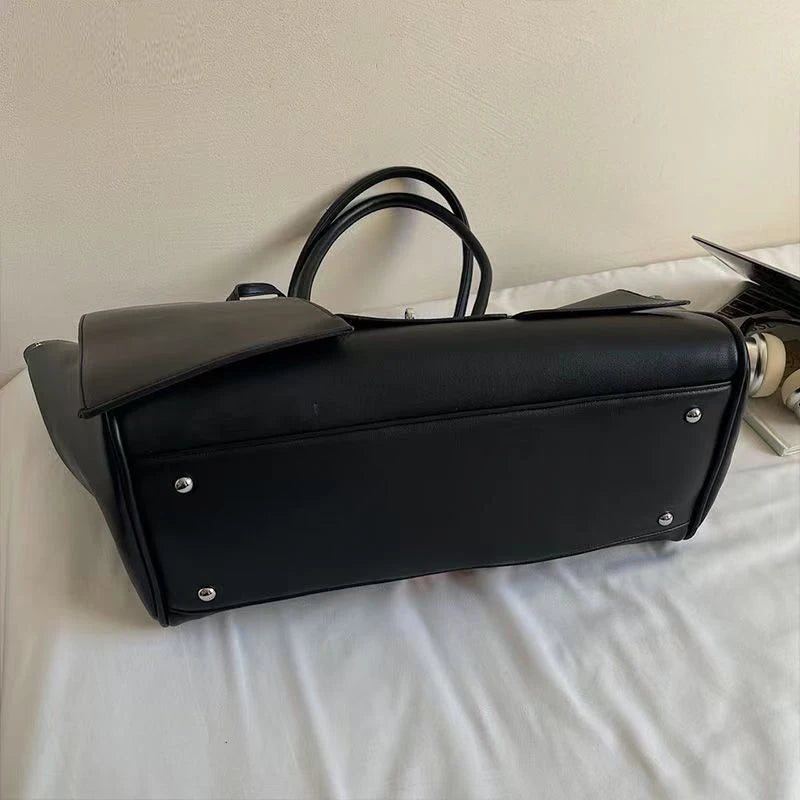 Bolso Tote de Marca Diseño Rodeo Lock Bolso de Mujer Gran Capacidad Bolso de Hombro para el Trabajo Cuero PU Hebilla Punk Bolso de Mano Sencillo y Versátil