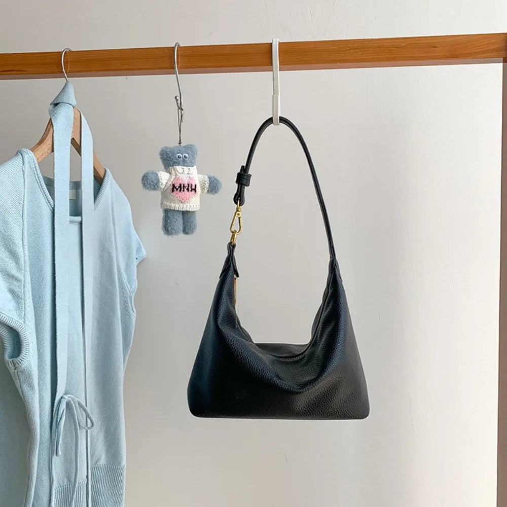 Fashion Large Capacity PU Hobo Bag | Solid Color Handbag PU Dumpling Bag | Fashion Design Korean Style Shoulder Bag Girls Luxegan