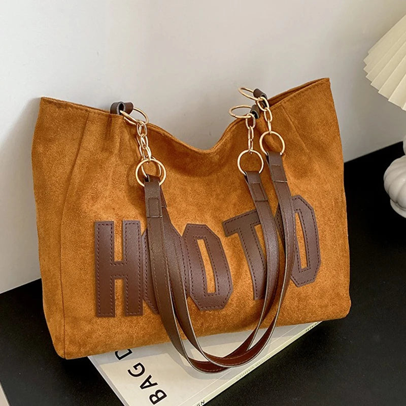 New Fashion Canvas Large Capacity Shoulder Tote Bag for Women | Letter Printed Daily Shopping Handbag Luxegan