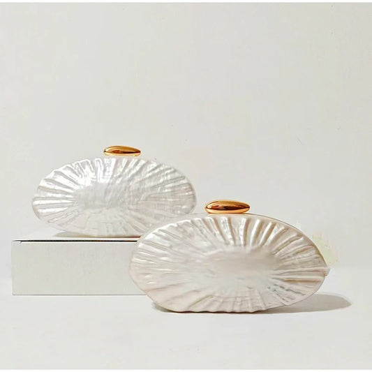 TPU Solid Knucklebox Clutch | Hard French Irregular Pattern Pearlescent Evening Bag