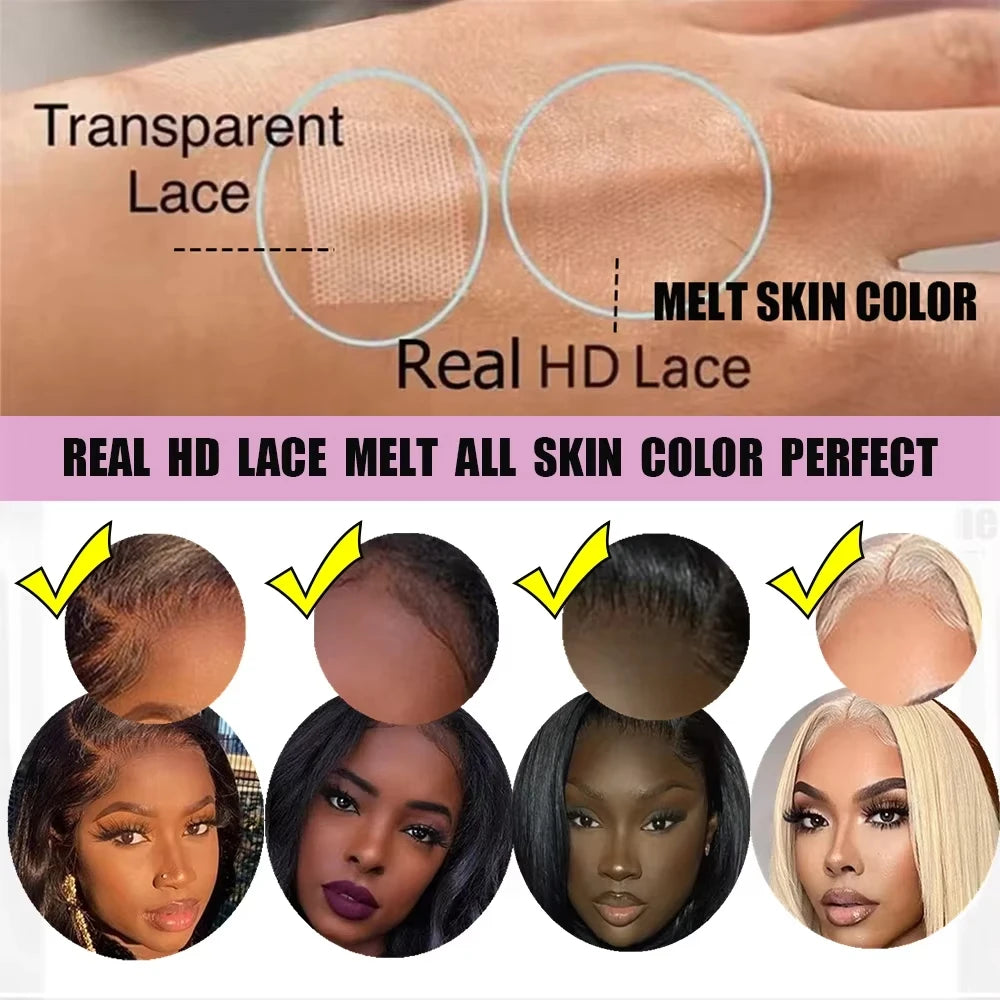 2x6 HD Lace Closure Wig 16A Double Drawn Raw Vietnamese Human Hair Wig 1BT4 Color Bone Straight Human Hair Wig for Black Women