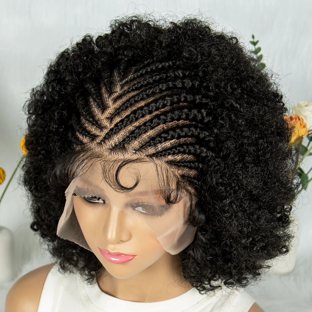 KIMA Peluca trenzada de caja nueva Pelucas sintéticas de encaje completo Longitudes cortas para mujeres negras Hombres Peluca trenzada con pelo de bebé Pelucas trenzadas de caja