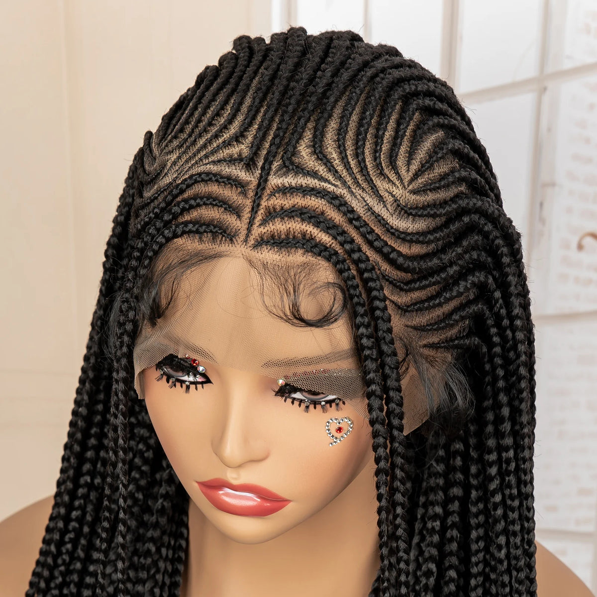 34 Inch Knotless Box Braiding Cornrow Wig | Full Lace | Kanekalon