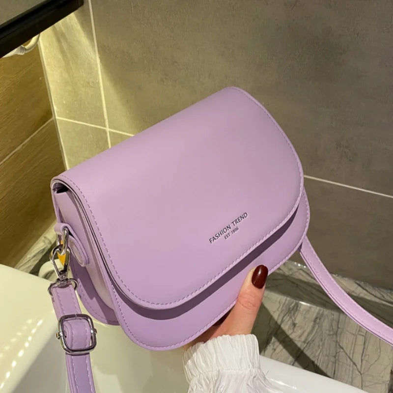 PU Leather Solid Saddle Bag | Hard Minimalistic Crossbody for Commute Luxegan