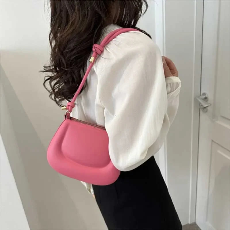 Soft PU Leather Ladies Crossbody Bag | Women's Purple Underarm Bag & Retro Solid Color Handbag (Fashion Design Girl Small Shoulder Bag) Luxegan