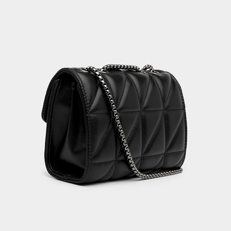 Lingge Chain Bag for Women | Single Shoulder & Crossbody Bag (Geometric Square, Casual Style, Soft PU Leather) Luxegan