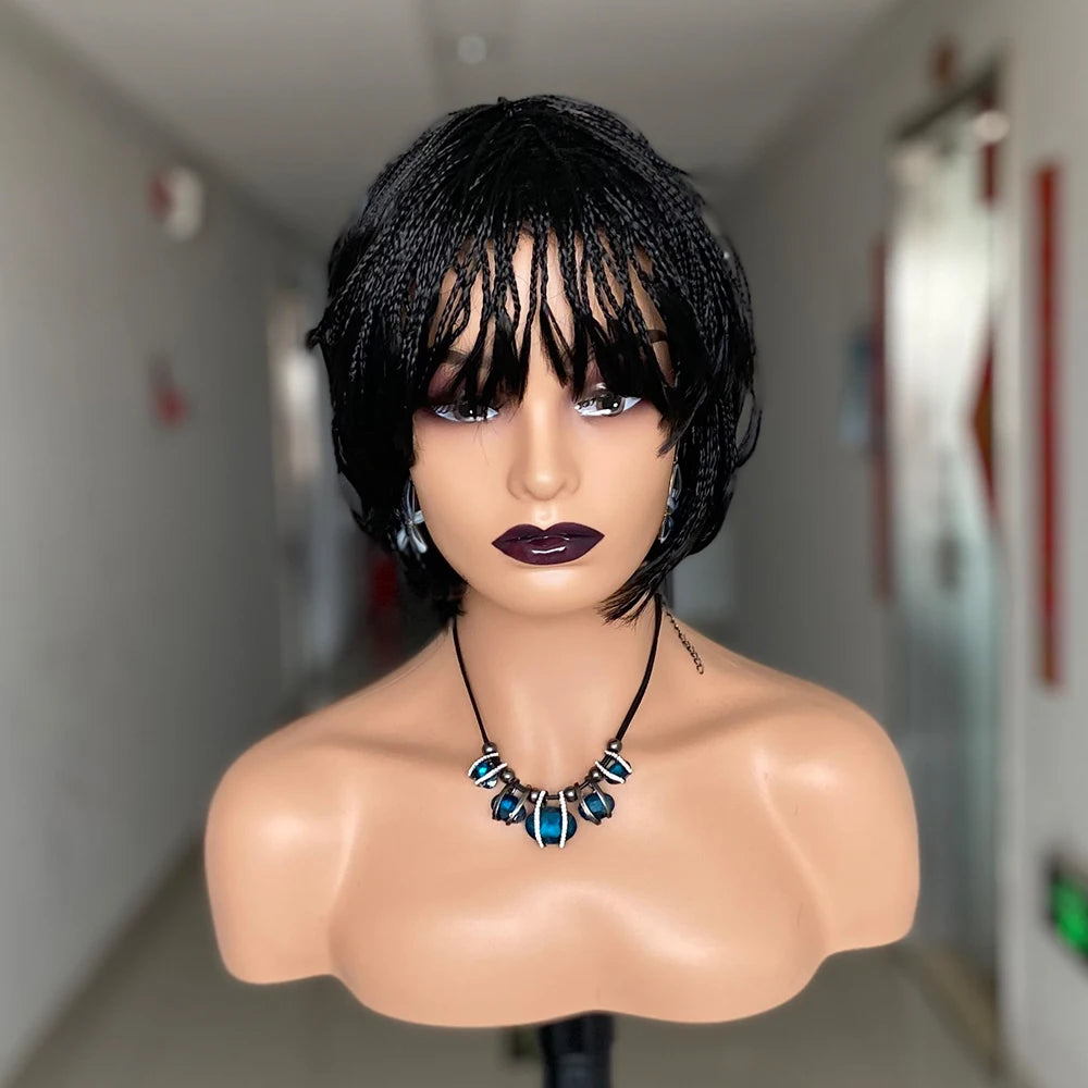 Pixie Cut Box Braided Twist Wig | Crochet Braids | 1B