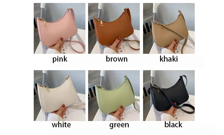 Fashion Solid Color Shoulder Bag For Women | PU Leather Armpit Handbag | Casual Daily Underarm Bag Girls Shopping Purse (Bolsa) Luxegan