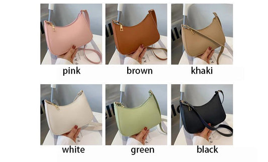 Fashion Solid Color Shoulder Bag For Women | PU Leather Armpit Handbag | Casual Daily Underarm Bag Girls Shopping Purse (Bolsa) Luxegan