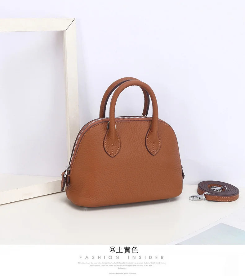 Shell Bag Women's Messenger Bag | Cow Leather Simple Shoulder Bag & Fashion Ladies Classic Handbag (Small Mobile Phone Crossbody Bag) Luxegan