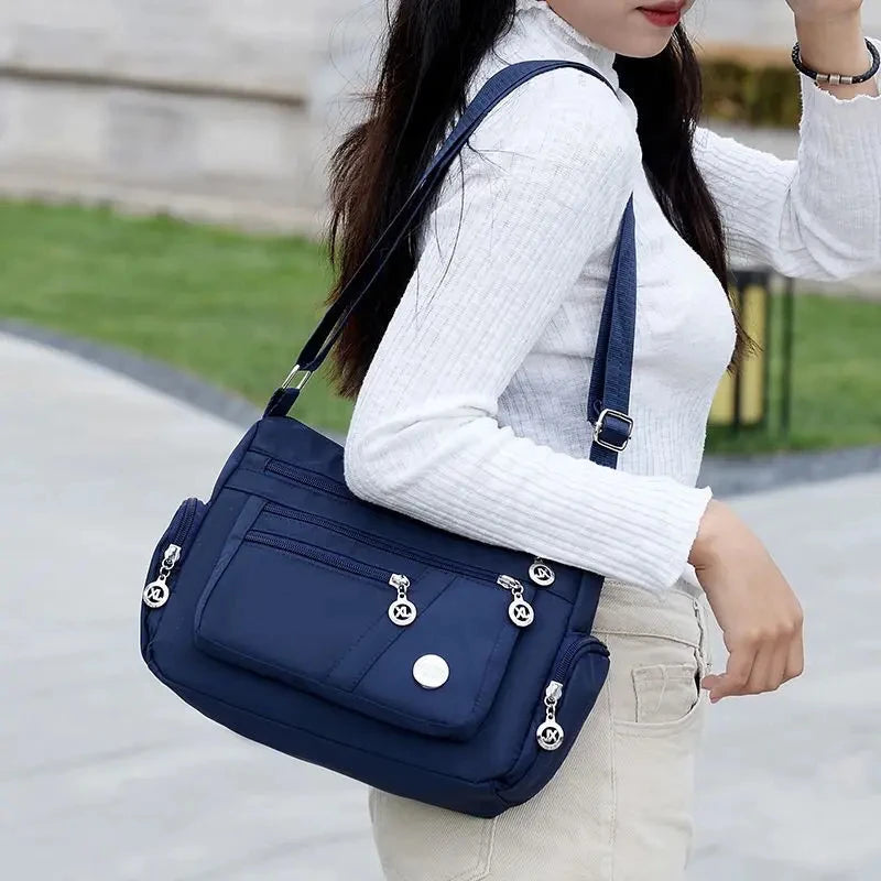 Large Capacity Women’s Crossbody Bag | Waterproof Nylon Tote & Shoulder Bag | Lightweight Travel Messenger with Sequined Accents & Silt Pocket Luxegan