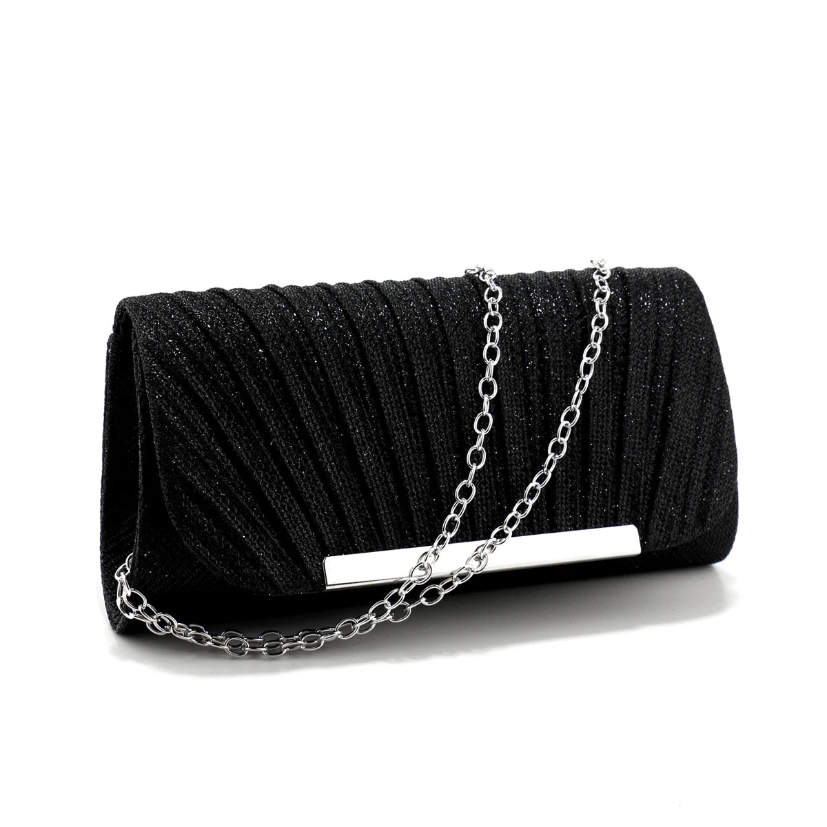 Metal Luxury Women Evening Bags | Ruched Design Sequined Small Envelope Shaped Box Party Wedding Event Handbags Purse Luxegan