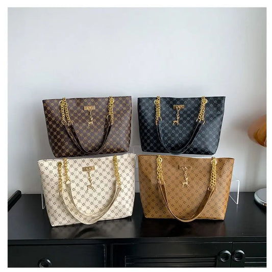 Luxury Design Large Capacity Women's Tote | Fashion Printing Milk Cotton Handbag | Trendy New Shopping Bag & Purse | Ultra-Soft Cashmere Lined Shoulder Bag Luxegan