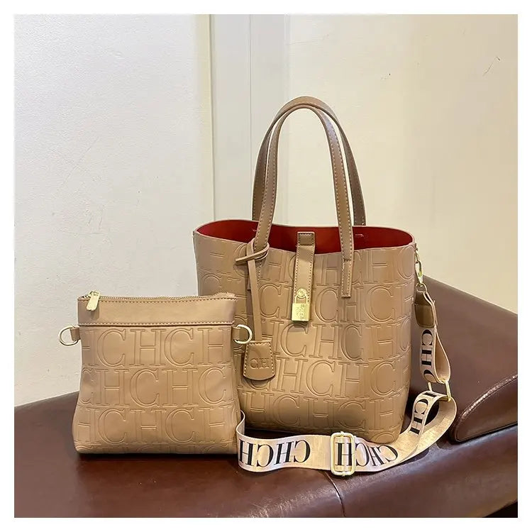 Women's New Large-Capacity Bucket Bag | Winter Fashion Letter Printing Temperament Versatile Messenger Bag Luxegan