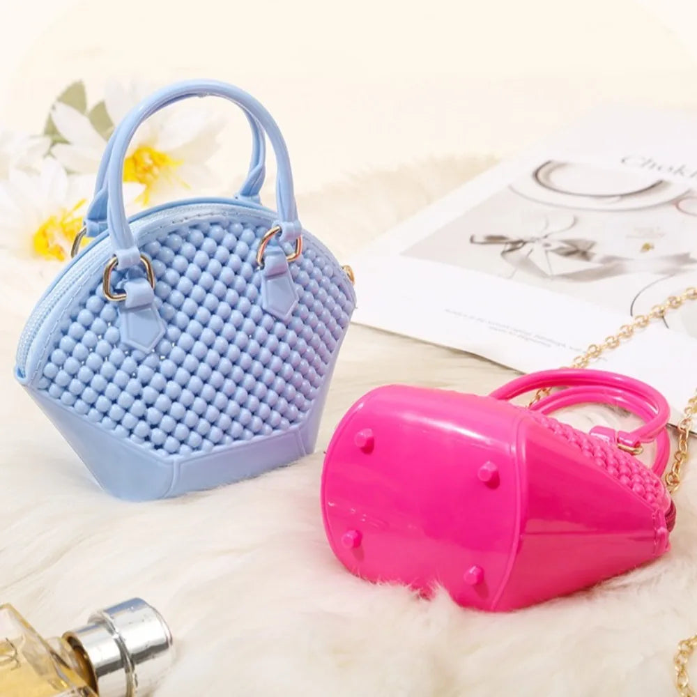 PU Cartoon Hobo Bag | Moderate Hardness Transparent Pearl Shell Crossbody Luxegan