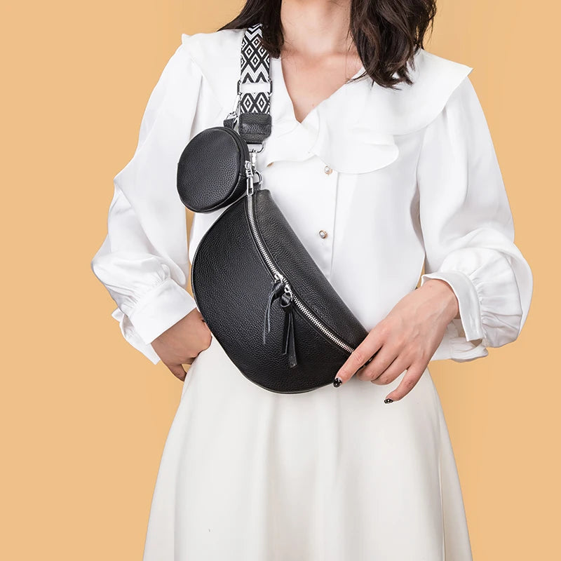 Soft Genuine Leather Saddle Crossbody | Casual Phone Pouch & Handbag Luxegan