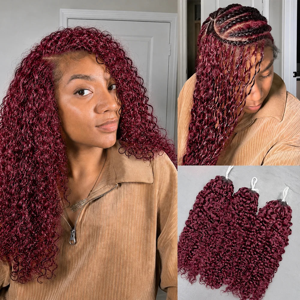 99J Burgundy Deep Pixie Curls Virgin Human Hair Crochet Extensions | 16-24in Luxegan