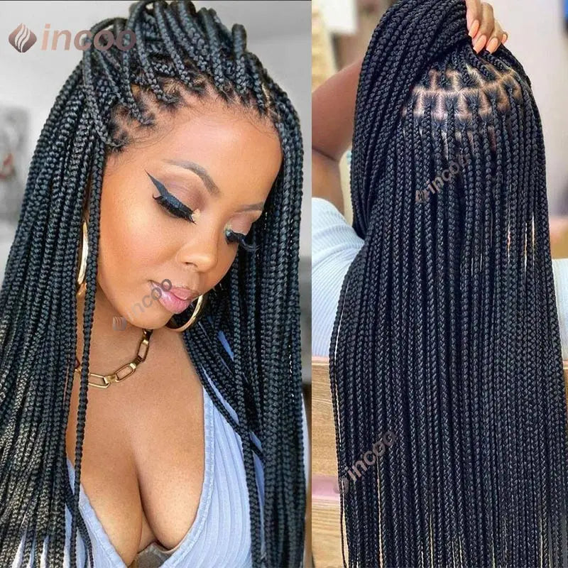 32-36 Inch Boho Box Braids Goddess Locs Wig | 360 Full Lace