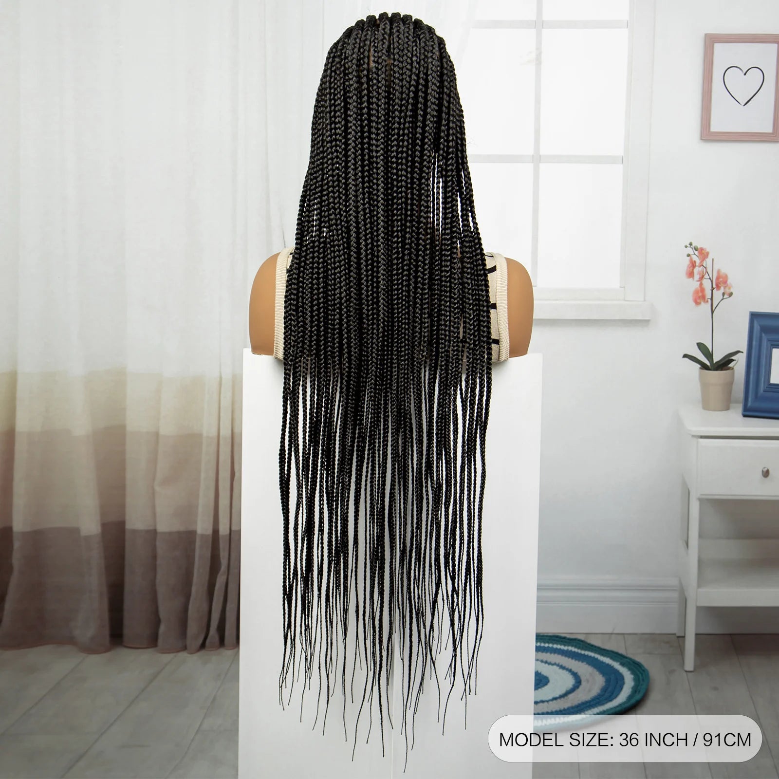 36" Natural Knotless Cornrow Braids Wig | Transparent Full Lace | Baby Hair Luxegan