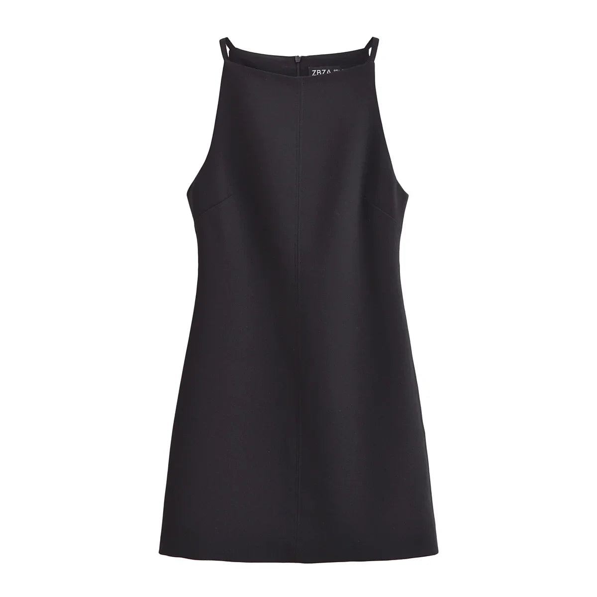 Summer Off-Shoulder Slip Dress | Sexy Solid Color Sleeveless TANK Gown | Elegant High Street Zipper Accent Above Knee Mini Dress | Premium Tatting Regular Fit Straight Luxegan