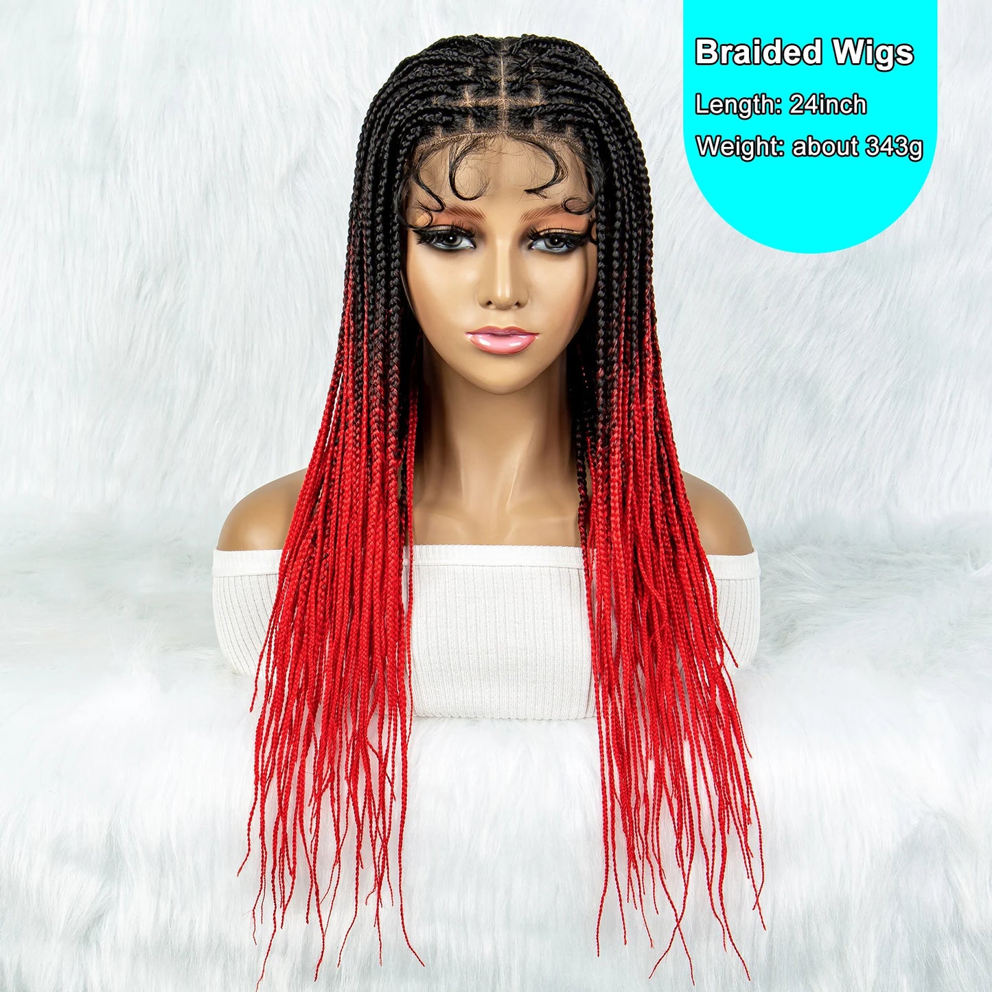 Colorful Knotless Box Braids Wig | Full Lace Front with Baby Hair Luxegan