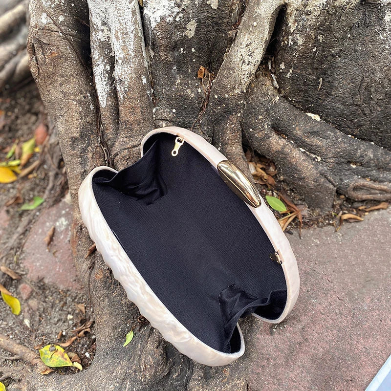 TPU Solid Knucklebox Clutch | Hard French Irregular Pattern Pearlescent Evening Bag