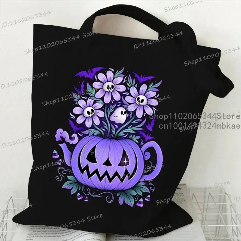 Fashion Canvas Tote Bag Oil Painting Wildflowers Print Lady Shoulder Shopping Bag | Plant Style Daisy Vintage Flower Women Handbag Luxegan