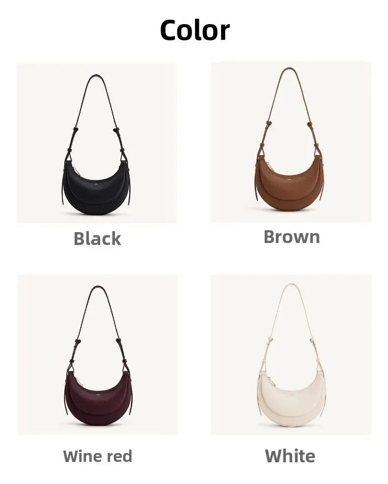 Women's Casual Tote Bags Handbag Luxury Designer Large Capacity PU Half Moon Crescent Bag Saddle Commuting Shoulder Bags Woman