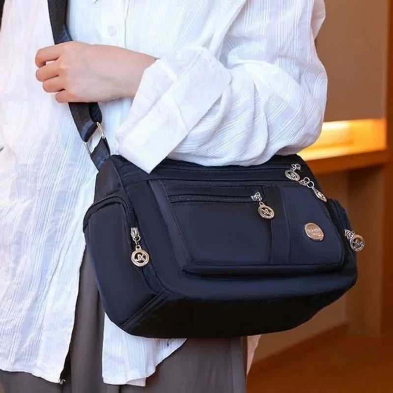 Large Capacity Women’s Crossbody Bag | Waterproof Nylon Tote & Shoulder Bag | Lightweight Travel Messenger with Sequined Accents & Silt Pocket Luxegan