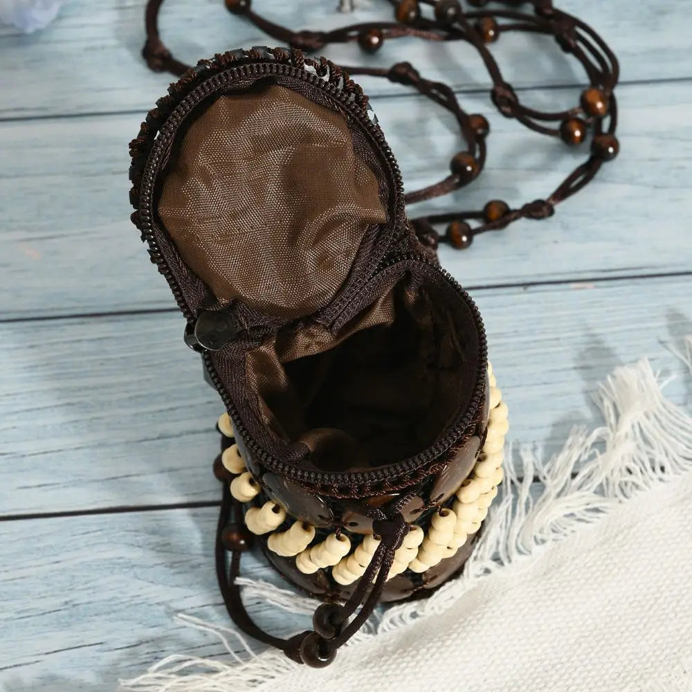 Soft TPU Ethnic Style Tote Bag | Large Capacity Handmade Weave Coconut Shell Bag Luxegan