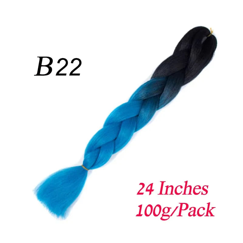 Lihui 24 Inch Pre-Stretched Synthetic Braiding Hair – Kanekalon Jumbo Braid | 100g | 100+ Ombre Colors