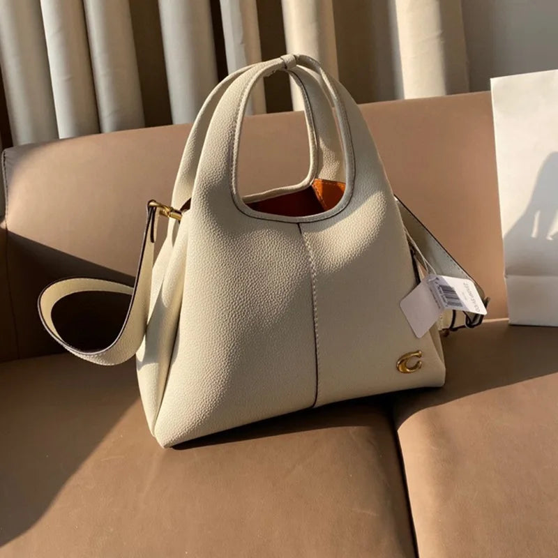 Women’s Lana23 Lychee Pattern Bucket Bag | Retro "Vegetable Basket" Portable Handbag | New Unisex Casual Tote & Shoulder Bag Luxegan