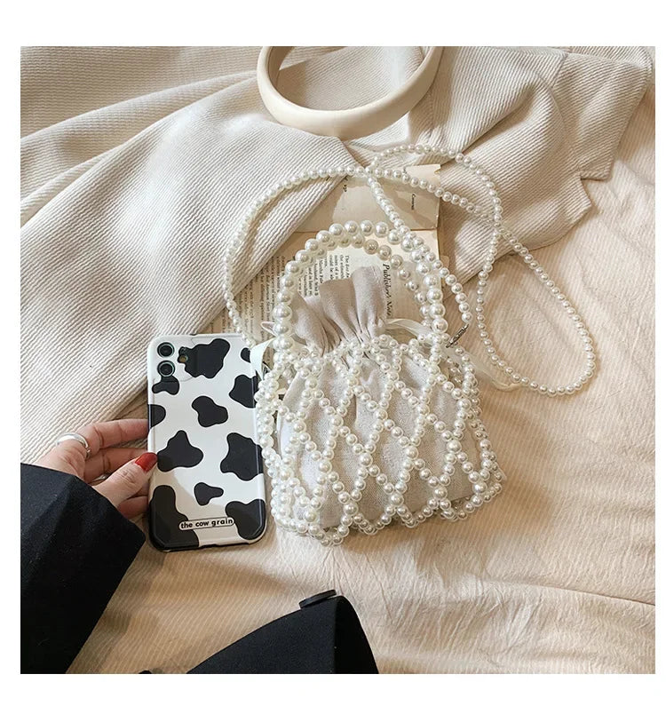Women's Pearl Bag | Small Mini Tote Bag & Woven Crossbody Luxegan
