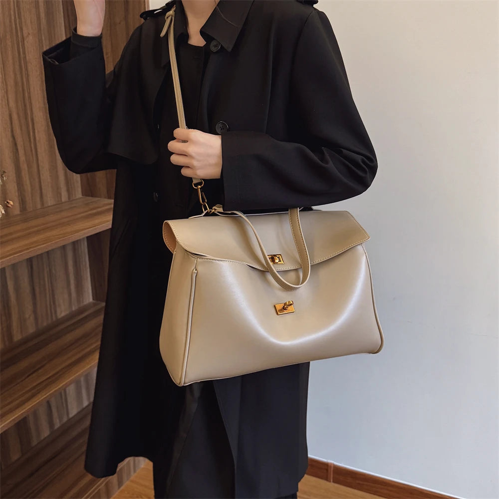 Latest Luxury Designer Soft PU Leather Variable Shoulder Bag | Large Capacity Solid Color Shopper Tote for Women Luxegan