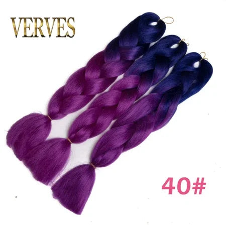 Synthetic Jumbo Braid Kanekalon Braiding Hair 24in | Ombre & Solid Colors | 100g