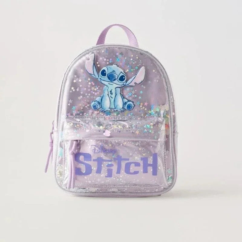 Disney’s New "Stitch" Cartoon Sequined Backpack | Trendy Kindergarten School Bag for Boys & Girls | Fashionable PVC Sequin Bucket Bag with Nylon Lining Luxegan