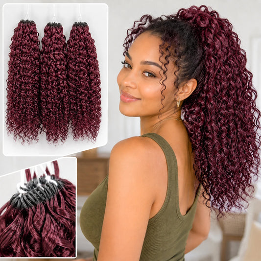 99J Burgundy Deep Pixie Curls Virgin Human Hair Crochet Extensions | 16-24in