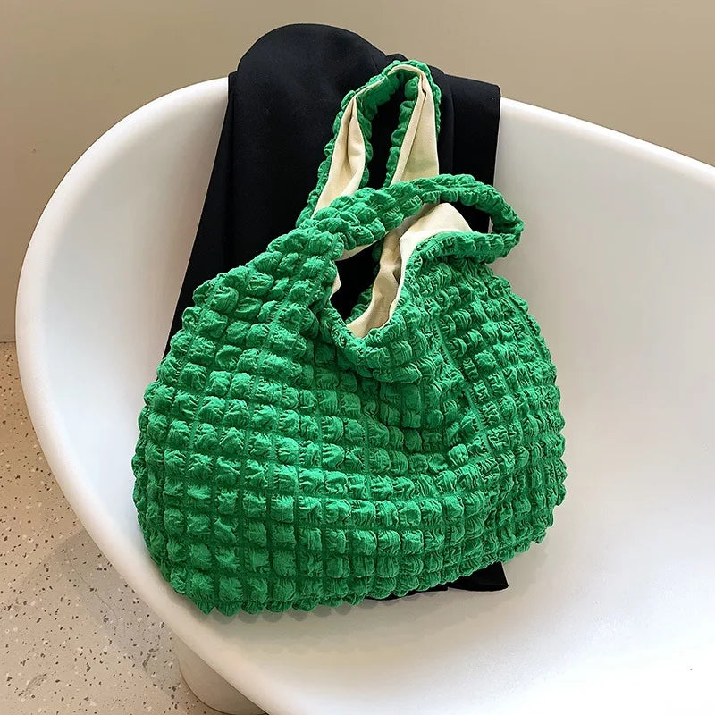 Soft Pleated Cloud Tote | Candy Color Large Capacity Shoulder Bag