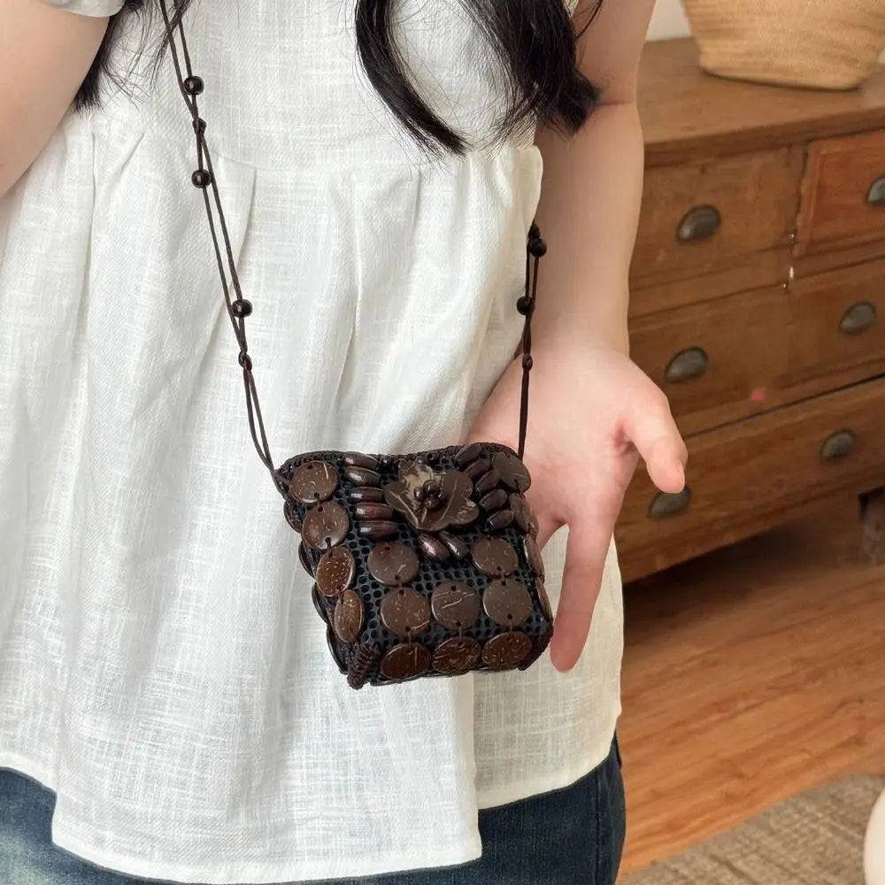 Soft TPU Ethnic Style Tote Bag | Large Capacity Handmade Weave Coconut Shell Bag Luxegan