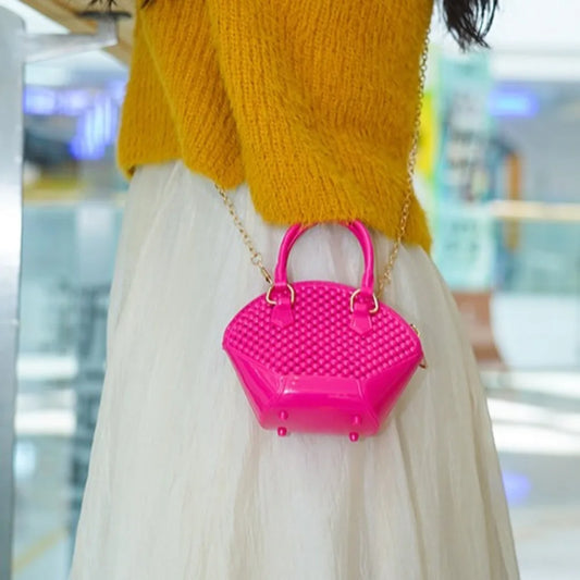 PU Cartoon Hobo Bag | Moderate Hardness Transparent Pearl Shell Crossbody Luxegan